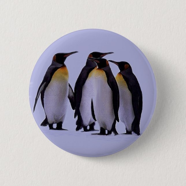 Macaron Rond 5 Cm Quatre pingouins (Devant)
