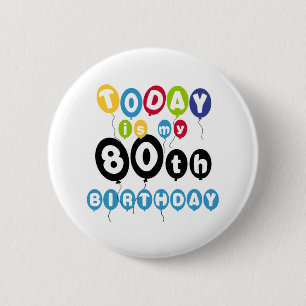 Macaron Rond 5 Cm Quatre-vingtième anniversaire de ballons
