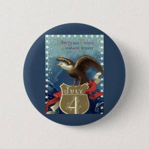 Macaron Rond 5 Cm Quatrième juillet patriotique vintage, aigle avec 