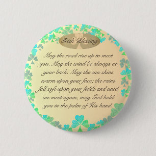 Macaron Rond 5 Cm "Que la route monte..." Shamrocks de bénédiction