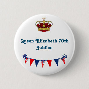 Macaron Rond 5 Cm Queen Elizabeth 70th Jubilee