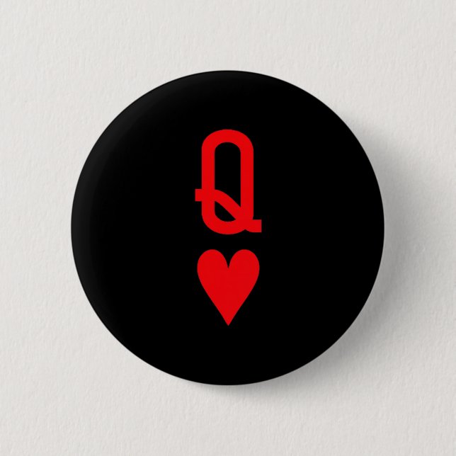 Macaron Rond 5 Cm Queen Of Hearts King Of Heart Couple Matching Wome (Devant)