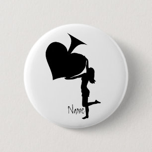 Macaron Rond 5 Cm Queen of Spades tenant un tonnerre d'As noir