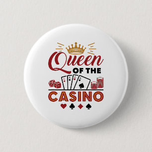Macaron Rond 5 Cm Queen of the Casino Vegas Femmes de jeu