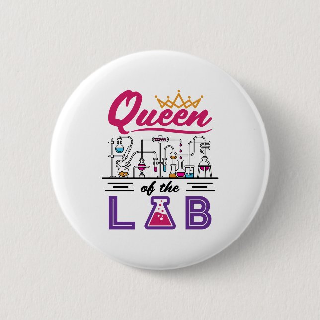 Macaron Rond 5 Cm Queen of the Lab Laborician Technician Scientist (Devant)
