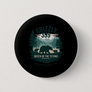 Macaron Rond 5 Cm Queen Of The Tetons Grizzly 9 Bear Lovers National