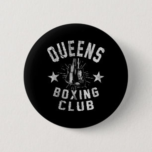 Macaron Rond 5 Cm Queens Boxing Club - Boxer Vintage en détresse