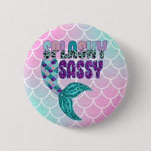 Macaron Rond 5 Cm Queue de sirène rose violet vert Splashy Sassy Fém