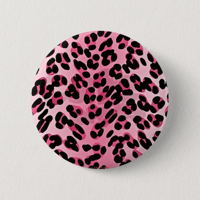 Macaron Rond 5 Cm RAB Rockabilly Pink Cheetah Imprimer (Devant)
