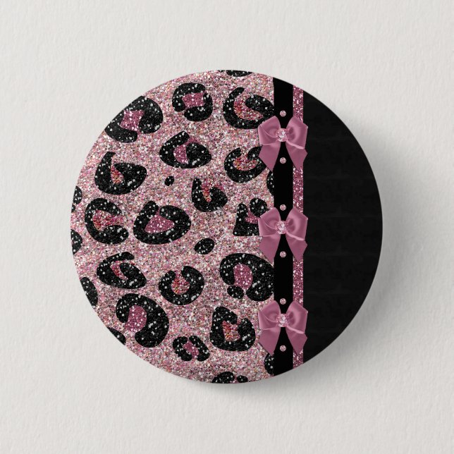 Macaron Rond 5 Cm RAB Rockabilly Pink Leopard Ribbon Bows (Devant)