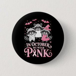 Macaron Rond 5 Cm Raccoon de sensibilisation au cancer du sein Hallo