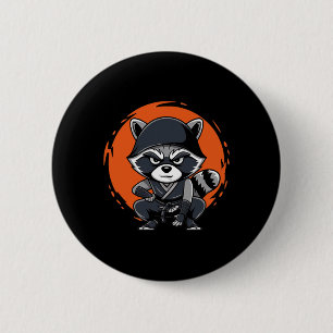 Macaron Rond 5 Cm Raccoon Funny Karate Design Costume Animaux