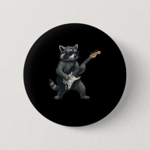 Macaron Rond 5 Cm Raccoon Jouer Guitare Rock Et Roll Cadeaux Hommes 