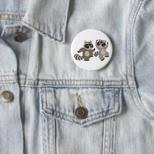 Macaron Rond 5 Cm Raccoons de caricatures de danse mignonne