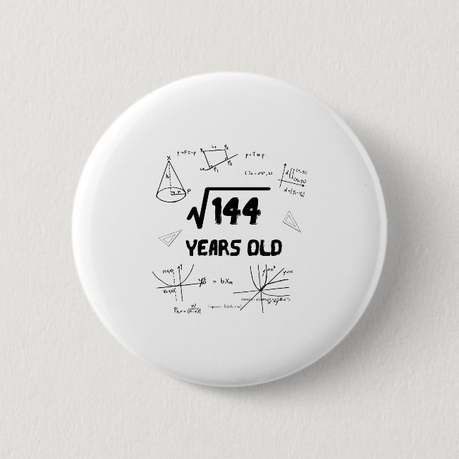 Macaron Rond 5 Cm Racine carrée du 12ème anniversaire 144 (Devant)