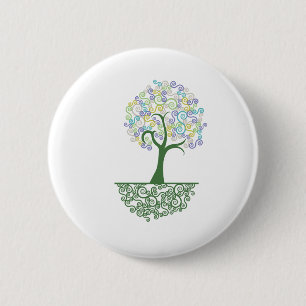 Macaron Rond 5 Cm Racines de ~ d'arbre des arbres colorés de rouleau