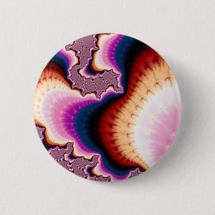 Macaron Rond 5 Cm Racines roses - Bouton fractal