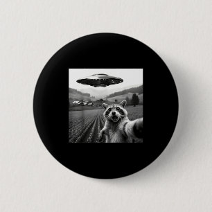 Macaron Rond 5 Cm Racoon Selfie Avec Un Alien Ufo Drôle Racoon Alien