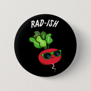 Macaron Rond 5 Cm Rad ish Funny Vegetable Radish Pun Dark BG