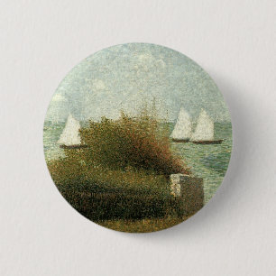 Macaron Rond 5 Cm Rade de Grandcamp par Georges Seurat, Art Vintage