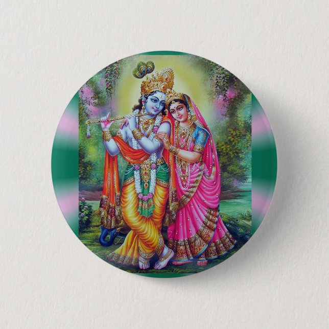 Macaron Rond 5 Cm Radha Krishna (Devant)