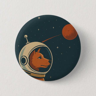 MACARON ROND 5 CM RADIO CHIENS DE L'ESPACE - LOGO26