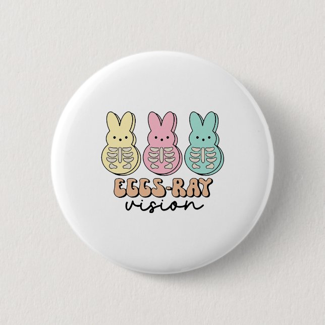 Macaron Rond 5 Cm Radiologie de Pâques OEufs lapins rayon vision Xra (Devant)
