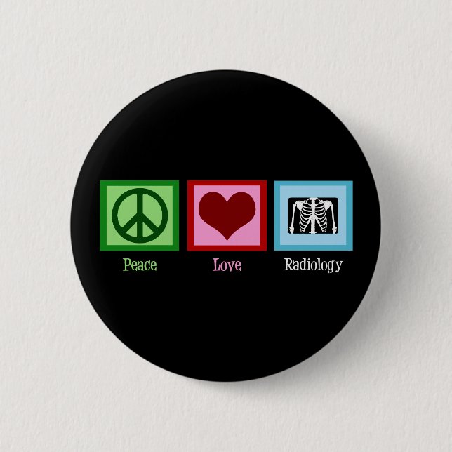 Macaron Rond 5 Cm Radiologue Peace Love Radiologie Poitrine Radiolog (Devant)