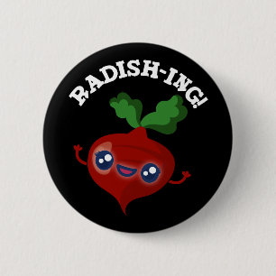 Macaron Rond 5 Cm Radish-ing Funny Veggie Radish Pun Radish Dark BG