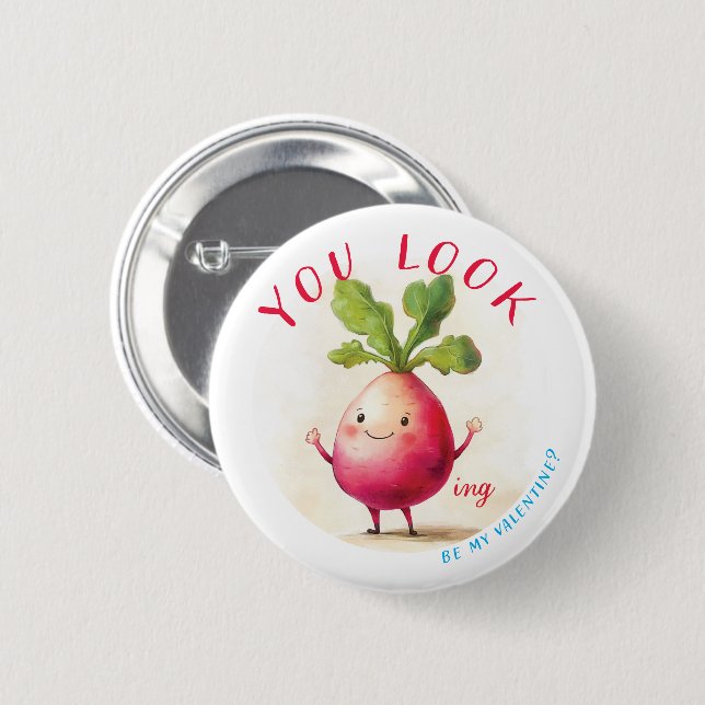 Macaron Rond 5 Cm Radish Valentine Shy (Devant & derrière)