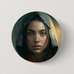 Macaron Rond 5 Cm Rain hood girl