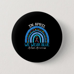 Macaron Rond 5 Cm Rainbow Autism In avril We Wear Blue Autism