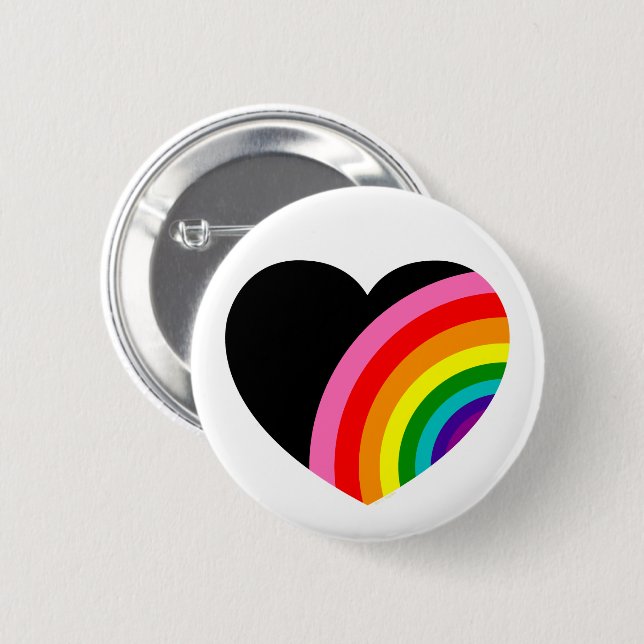 Macaron Rond 5 Cm Rainbow Black Heart (Devant & derrière)