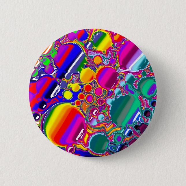 Macaron Rond 5 Cm Rainbow Blast Art Abstrait (Devant)