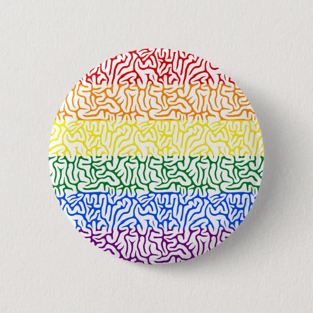 Macaron Rond 5 Cm Rainbow Brain Gay Pride Button (Devant)