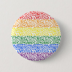 Macaron Rond 5 Cm Rainbow Brain Gay Pride Button