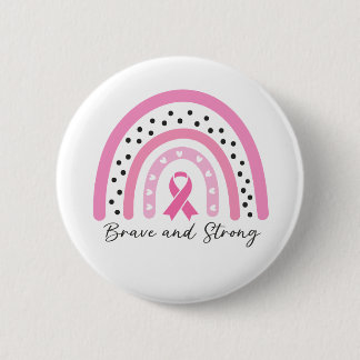 Macaron Rond 5 Cm Rainbow Breast Cancer Pink Ribbon Awareness