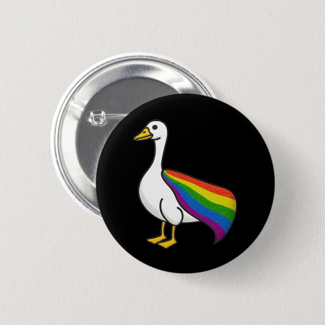 Macaron Rond 5 Cm Rainbow Goose LGBTQ Pride gay transgenre LGBTQ+ (Devant & derrière)