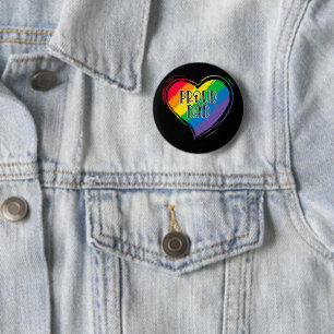 Macaron Rond 5 Cm Rainbow Heart Flag Fier papa LGBT Gay pride Mois