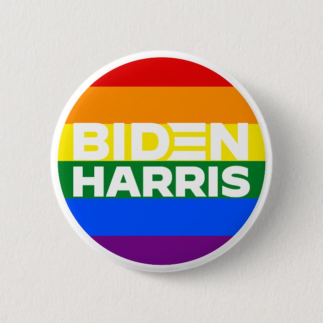 Macaron Rond 5 Cm Rainbow LGBTQ Joe Biden Kamala Harris 2020 (Devant)
