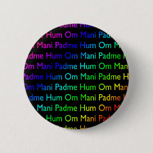 Macaron Rond 5 Cm Rainbow Om Mani Padme Hum (en noir)