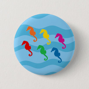 Macaron Rond 5 Cm Rainbow Seahorses