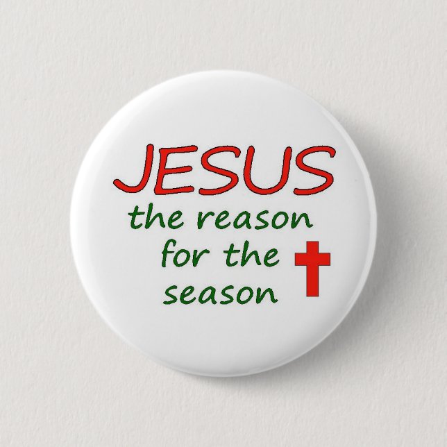 Macaron Rond 5 Cm Raison de JÉSUS de Noël de saison (Devant)