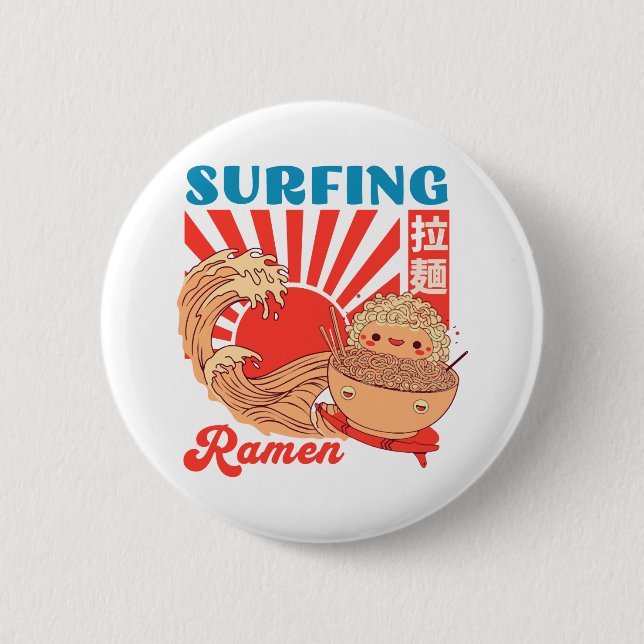 Macaron Rond 5 Cm Ramen et vague (Devant)