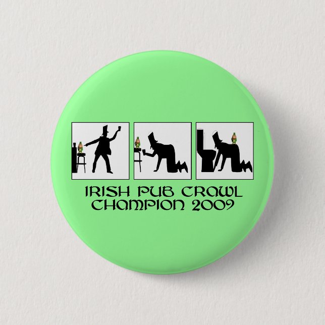 Macaron Rond 5 Cm Rampement de pub irlandais drôle (Devant)