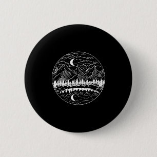 Macaron Rond 5 Cm Randonnée Camping Nature Extérieur Montagnes Rando