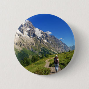 Macaron Rond 5 Cm randonneur en vallée de furet, Italie