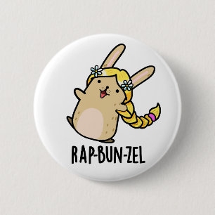 Macaron Rond 5 Cm Rap-bun-zel Funny Bunny Pun