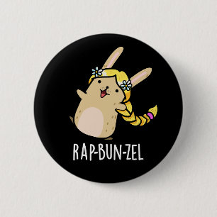 Macaron Rond 5 Cm Rap-bun-zel Funny Bunny Pun Dark BG