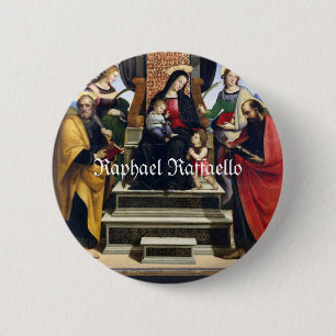 Macaron Rond 5 Cm Raphael Raffaello Madonna et l'enfant intronisé